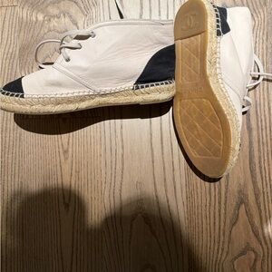 CHANEL  Beige and Black Espadrille Sneakers